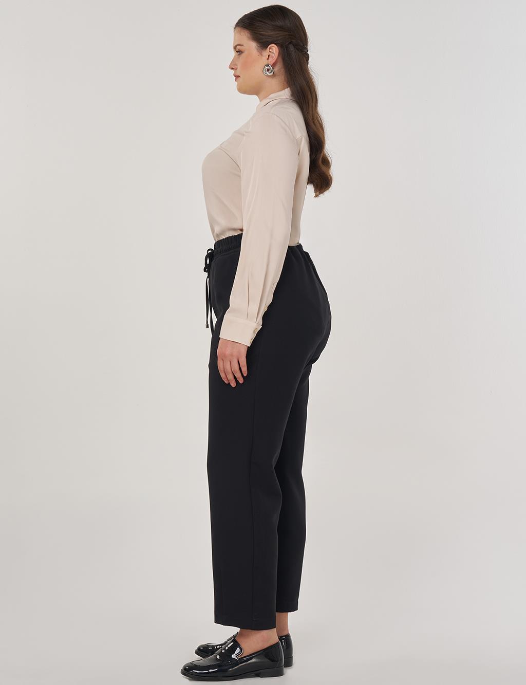 Lace-Up Relaxed-Fit Pants in Black