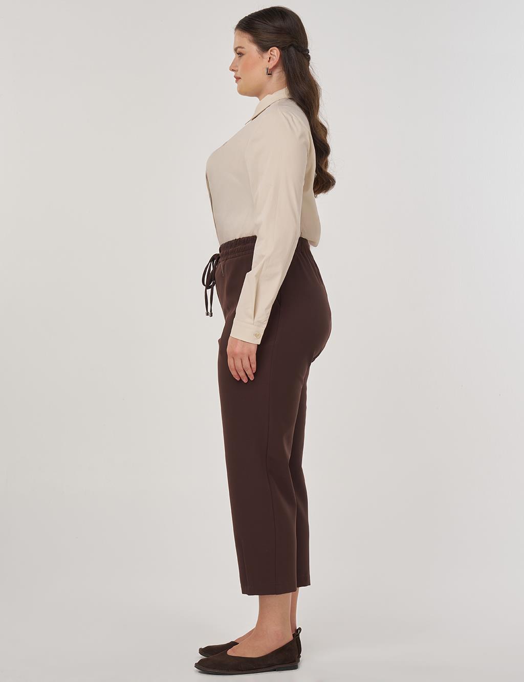 Lace-Up Relaxed-Fit Trousers in Dark Brown
