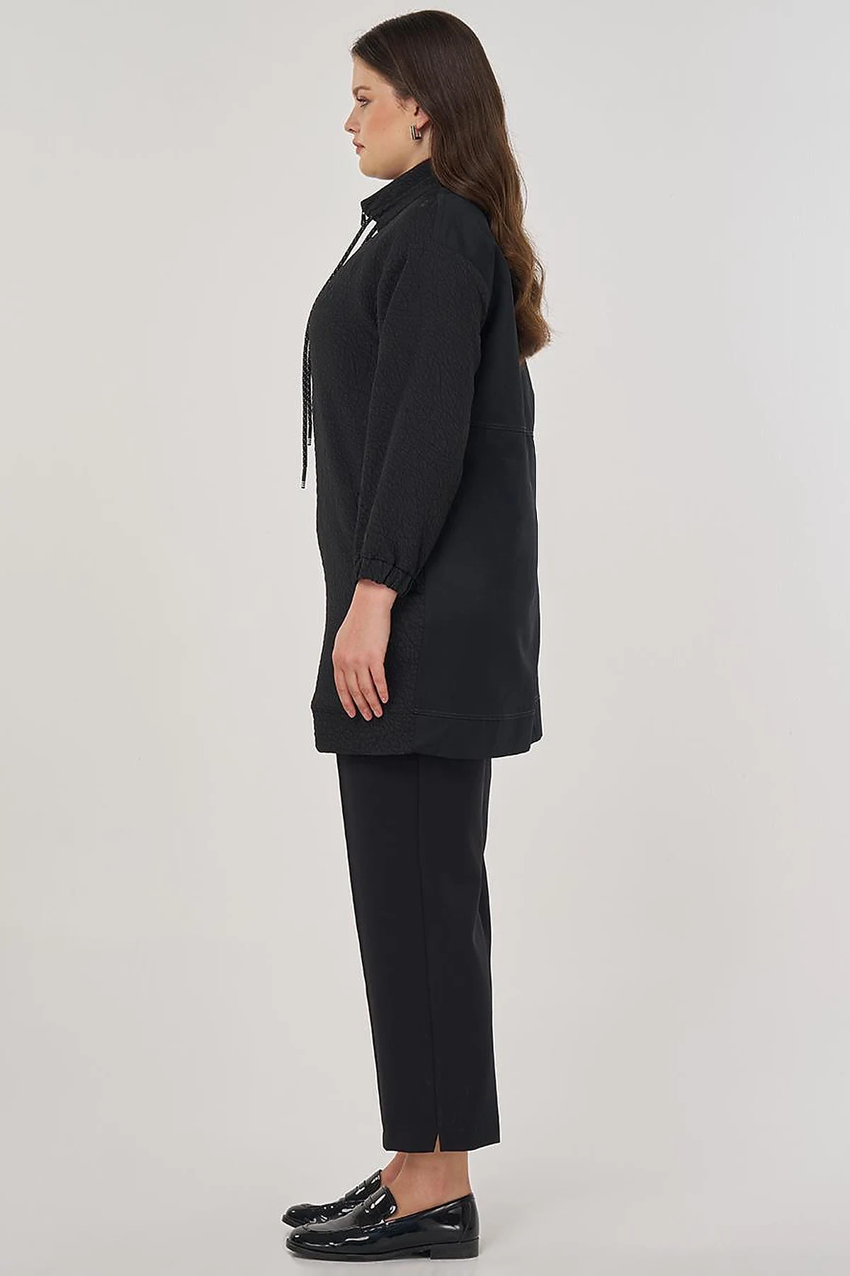 High-Neck Embossed Sweatshirt Black