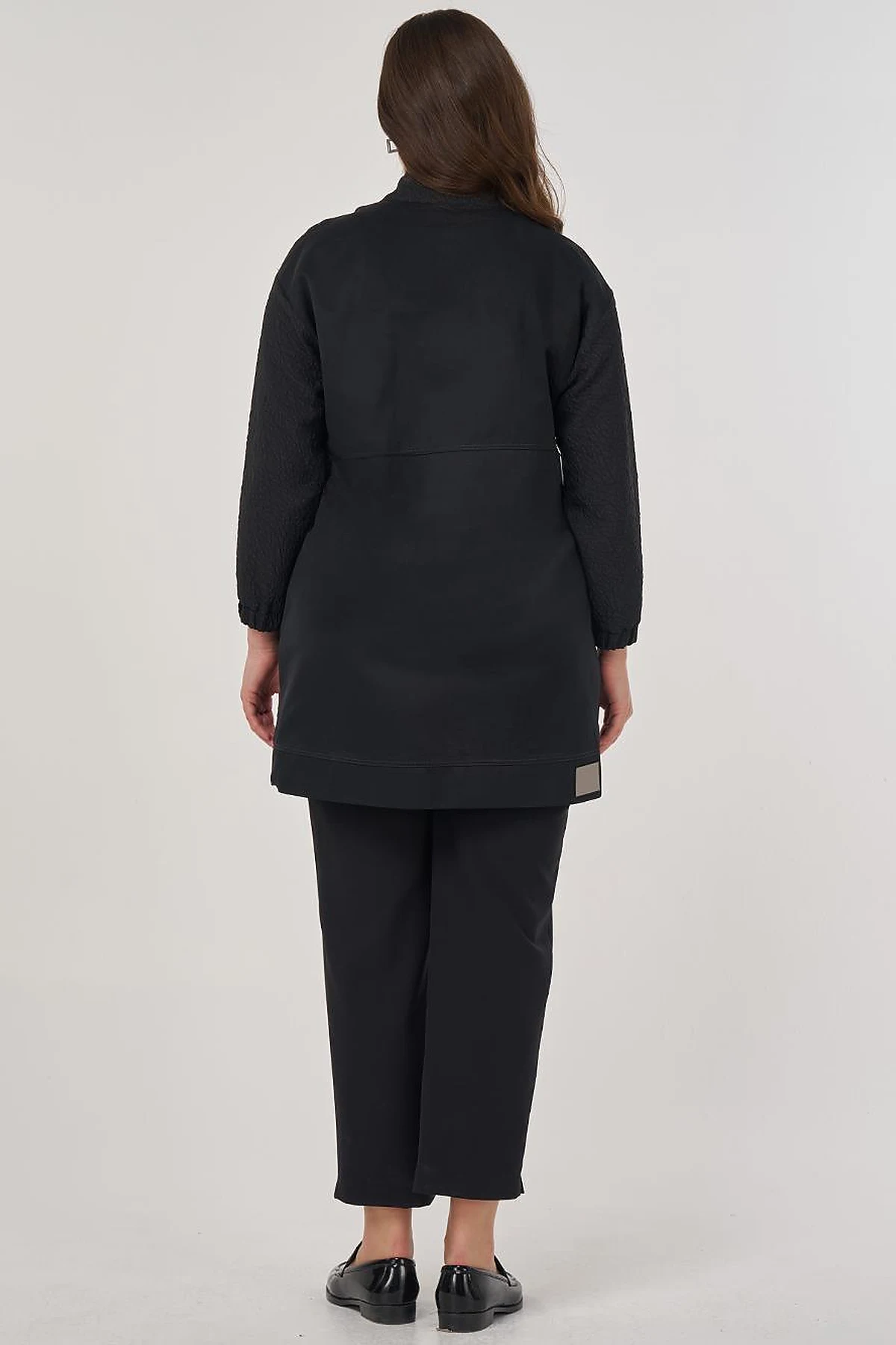 High-Neck Embossed Sweatshirt Black