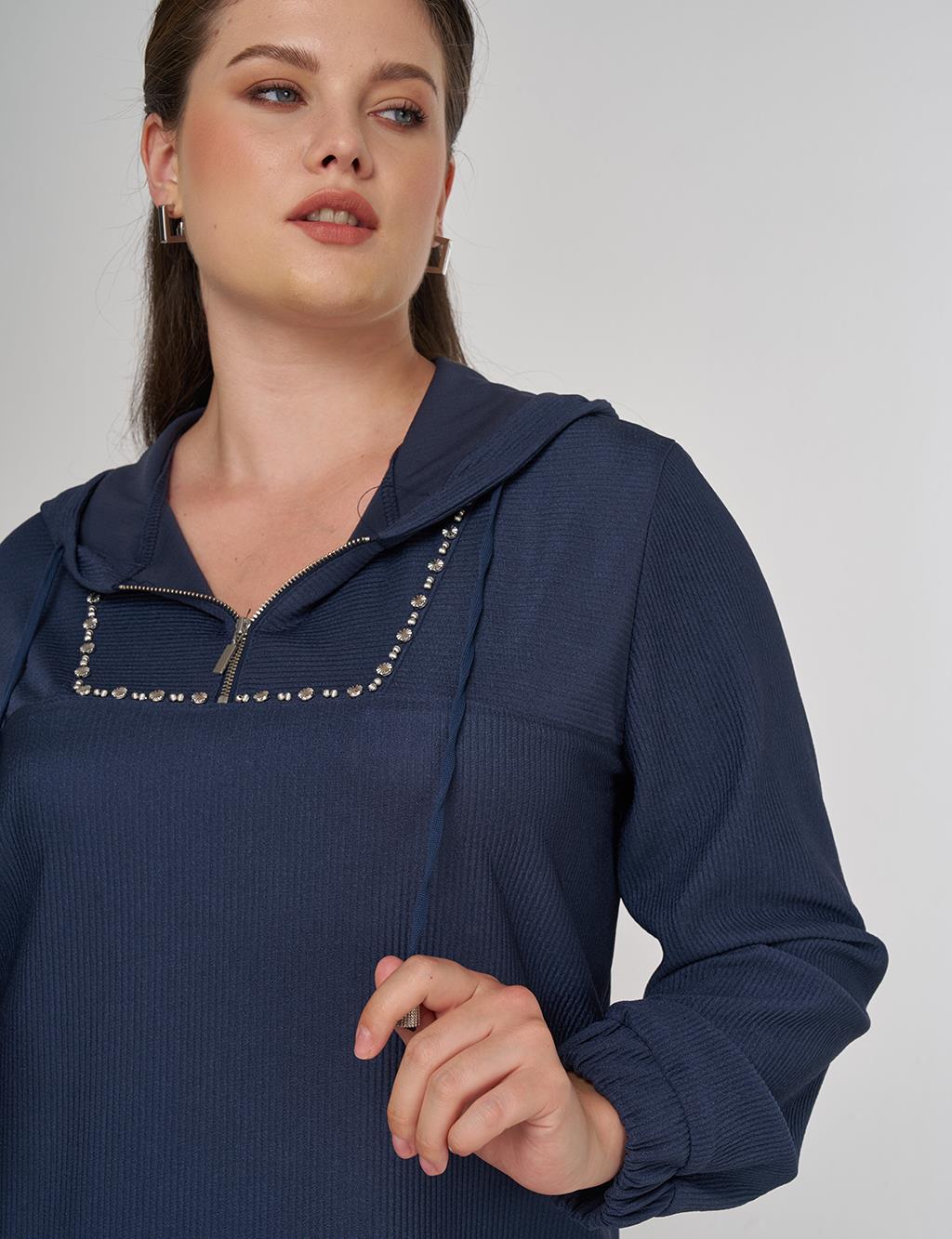 Troque Printed Hooded Sweatshirt Indigo