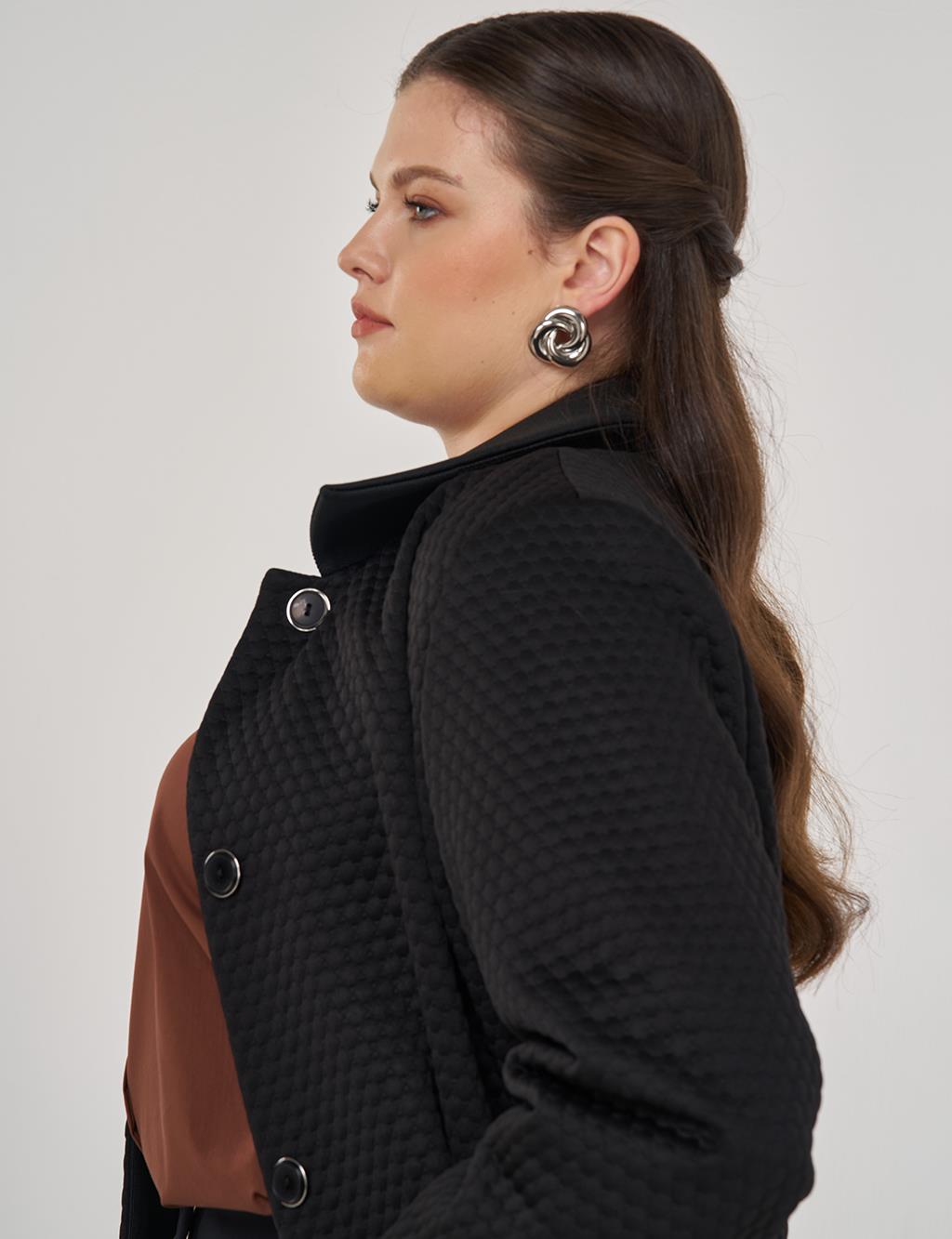 Embossed Patterned Jacket in Black
