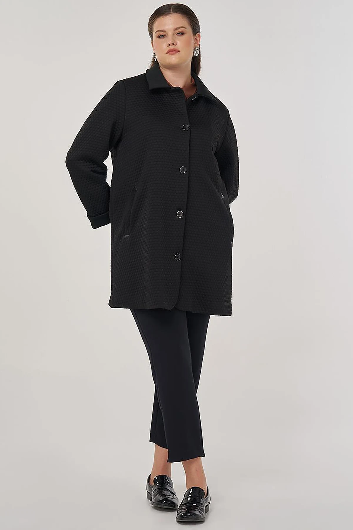 Embossed Patterned Jacket in Black