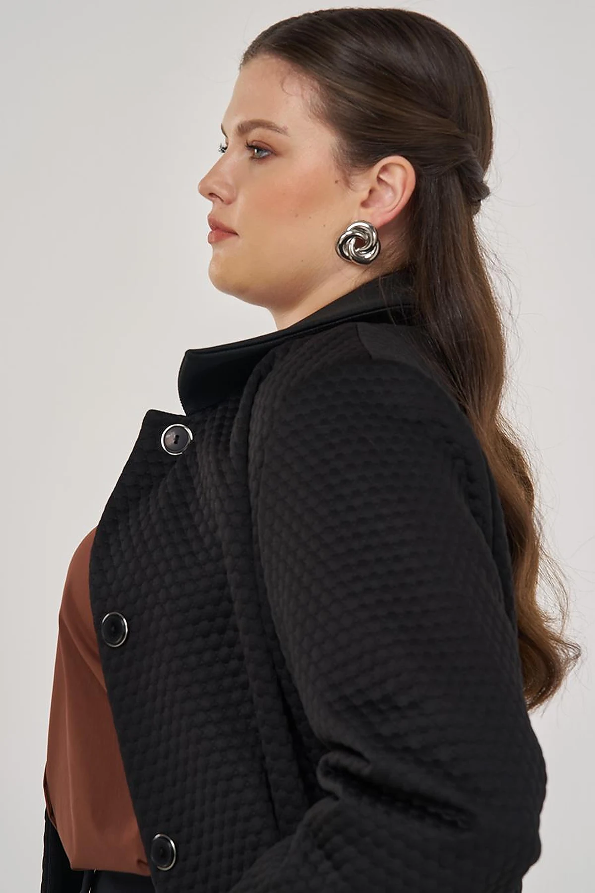 Embossed Patterned Jacket in Black