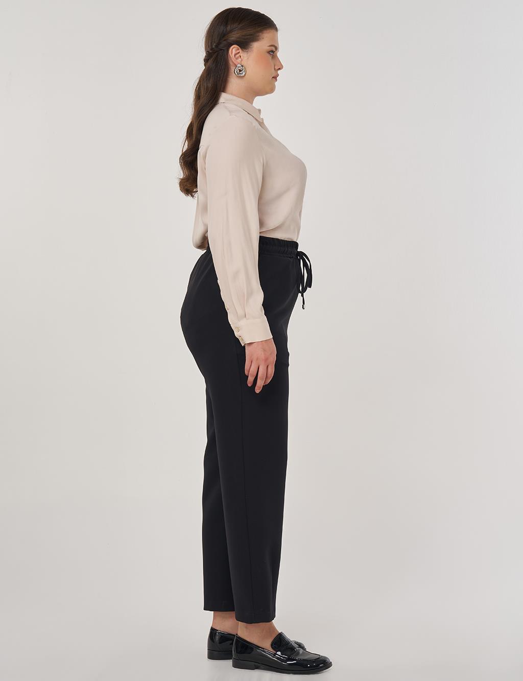Lace-Up Relaxed-Fit Pants in Black