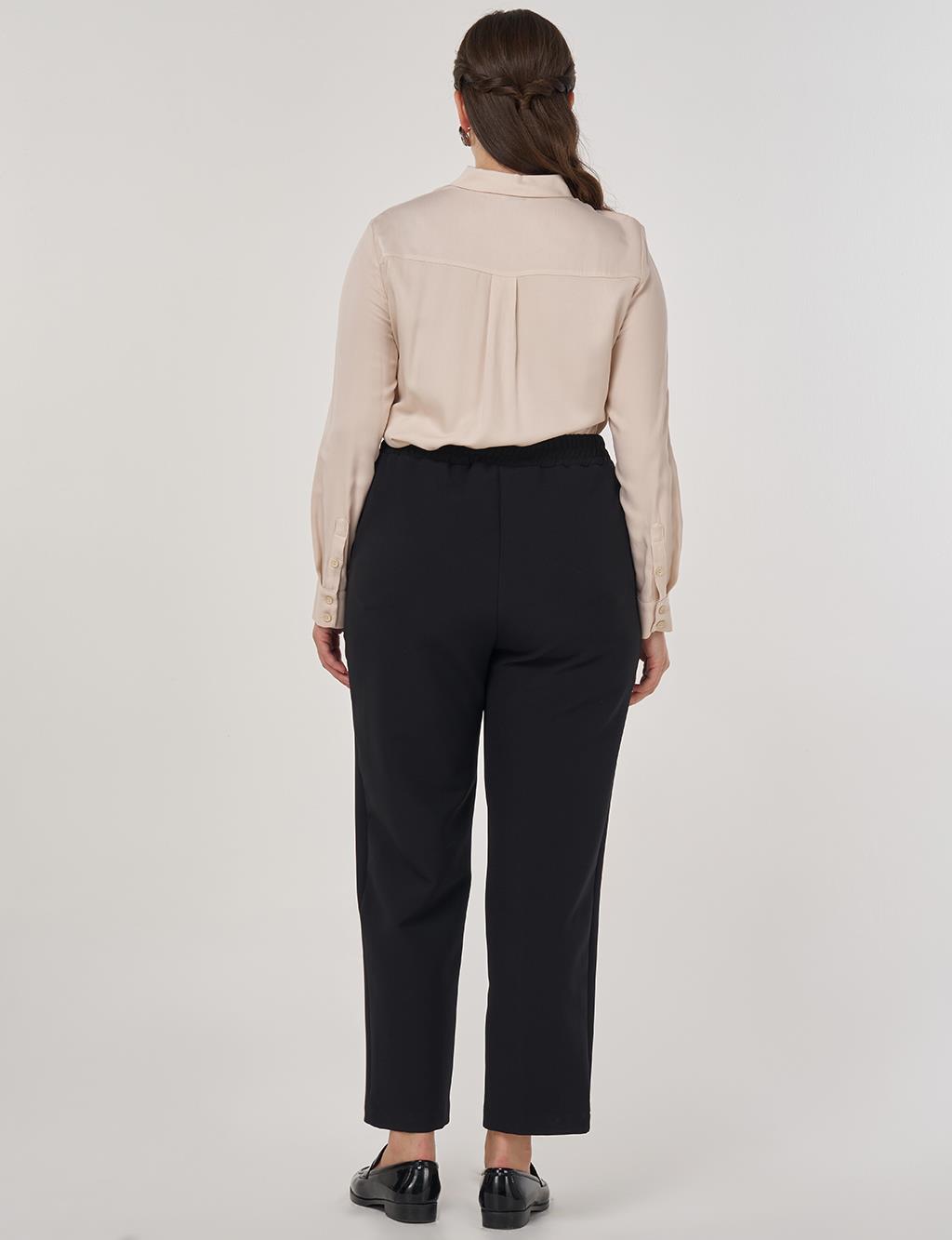 Lace-Up Relaxed-Fit Pants in Black