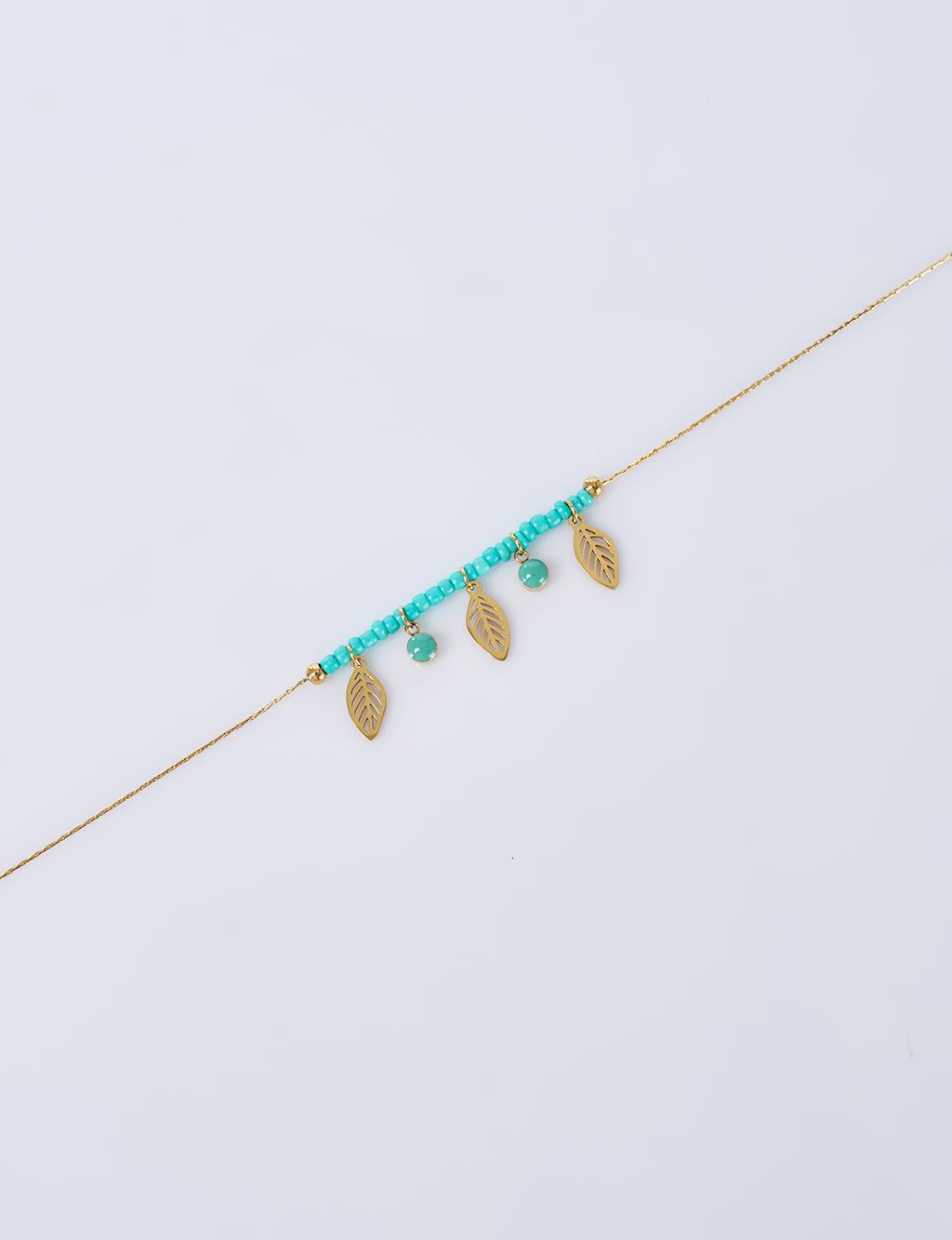 Leaf Figured Anklet, Gold