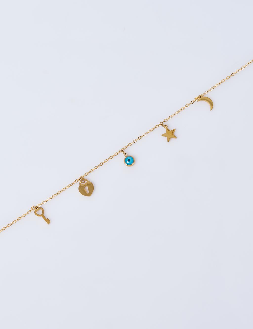Minimal Figured Anklet, Gold