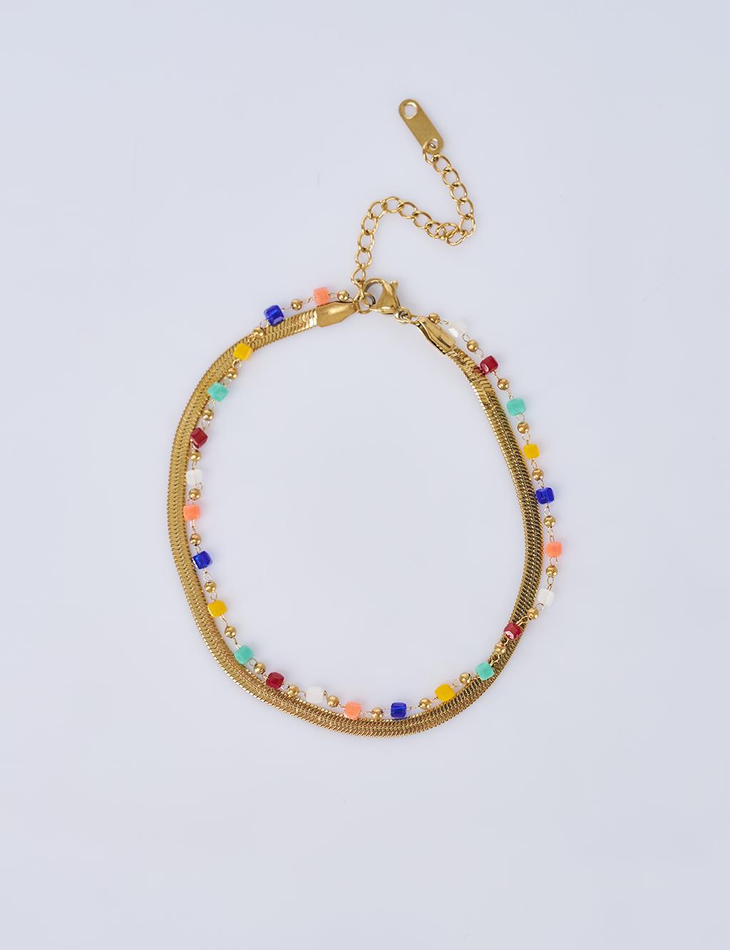 Double-Sided Anklet, Gold