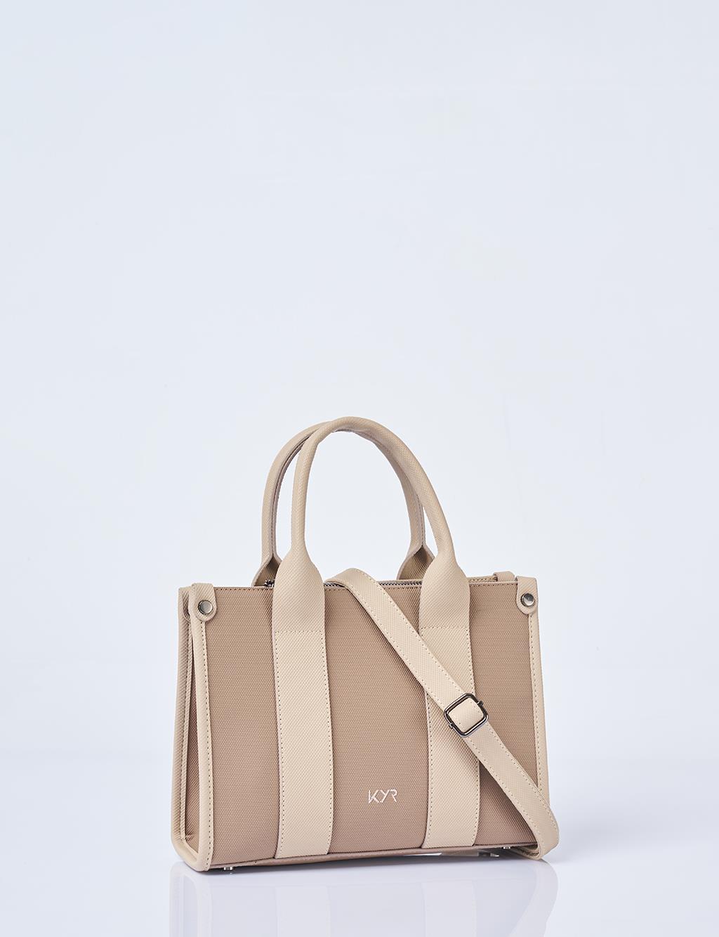 Logo Detailed Tote Bag, Mink