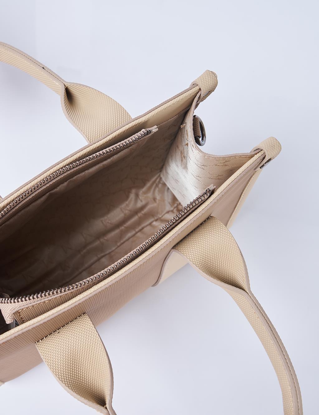 Logo Detailed Tote Bag, Mink