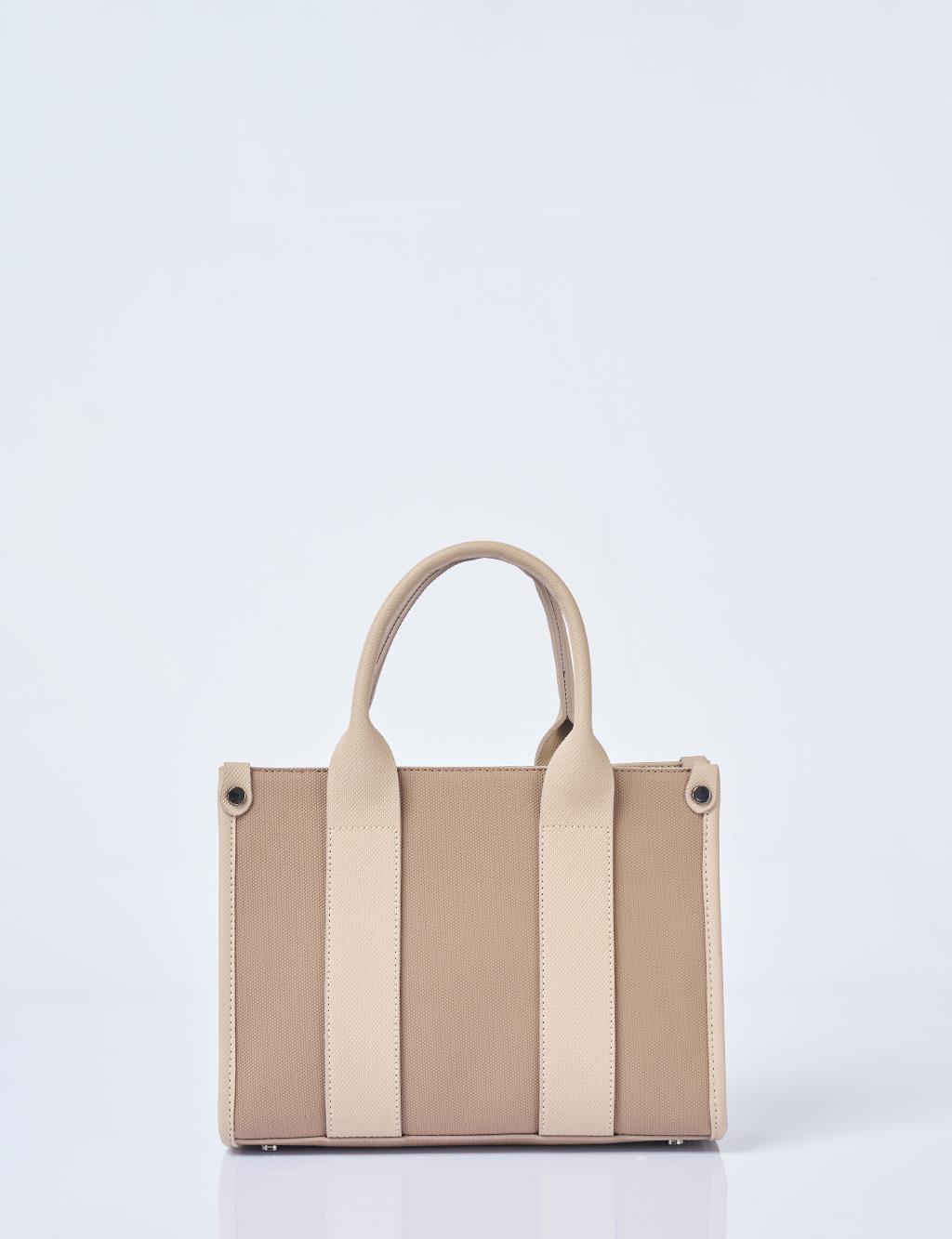 Logo Detailed Tote Bag, Mink