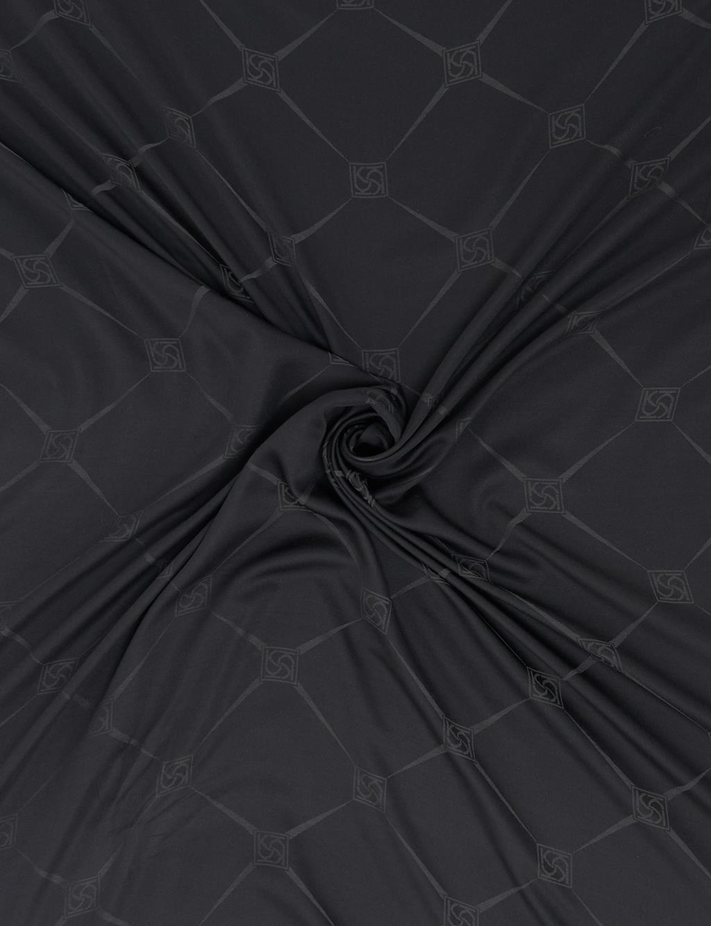 Kare Desen İpek Eşarp Siyah 