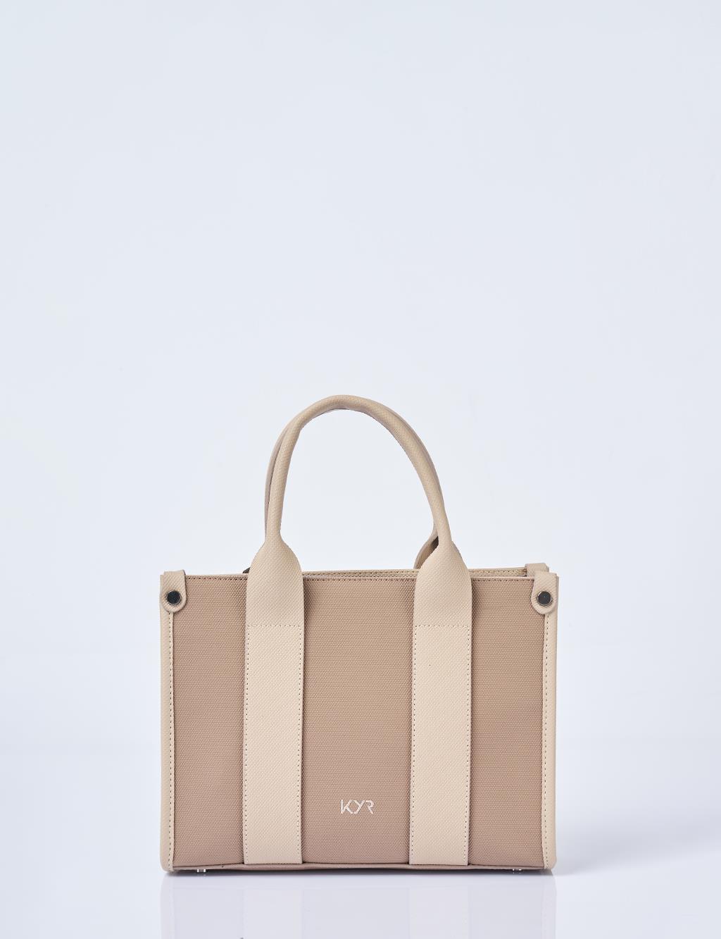 Logo Detailed Tote Bag, Mink