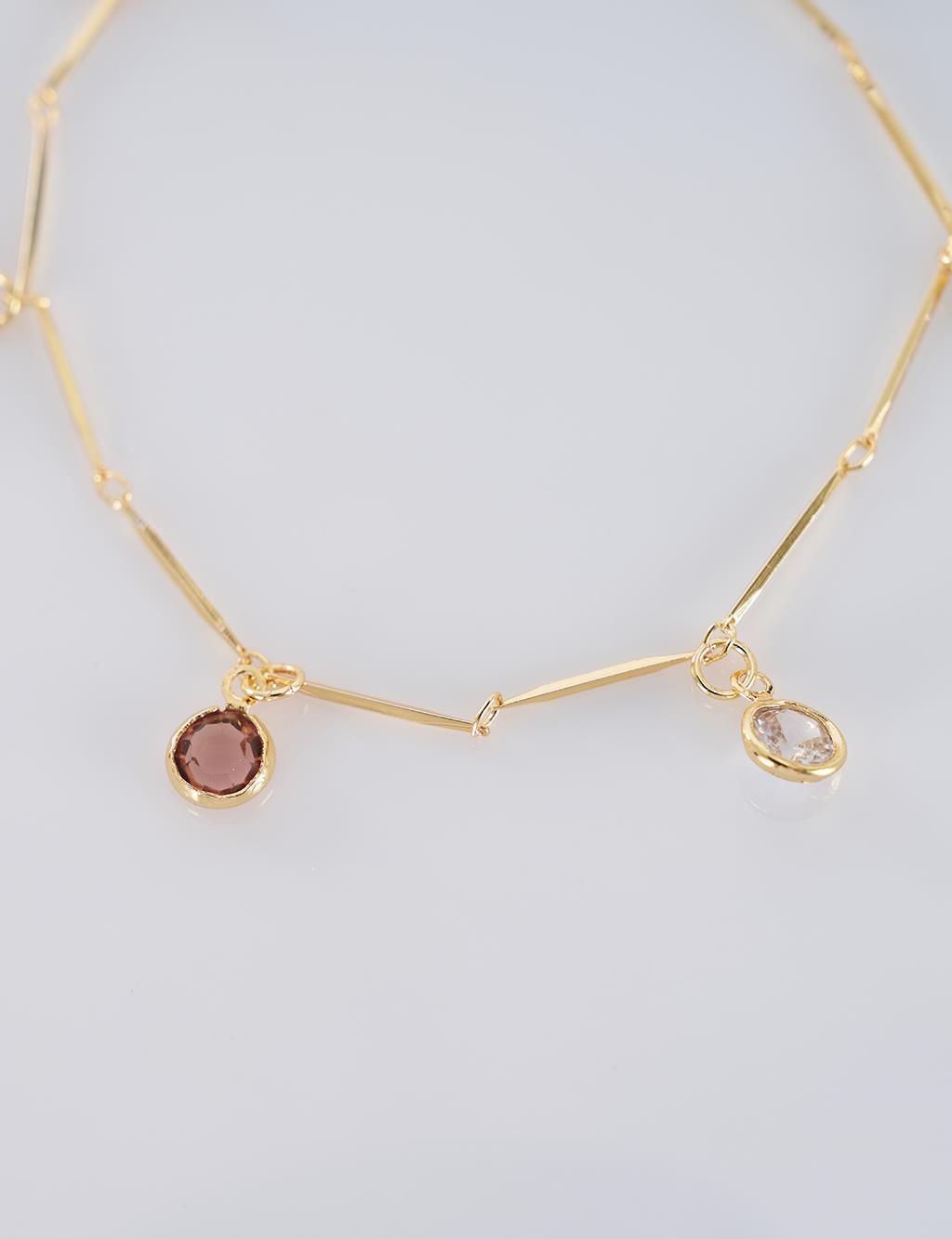 Zircon Stone Anklet, Gold