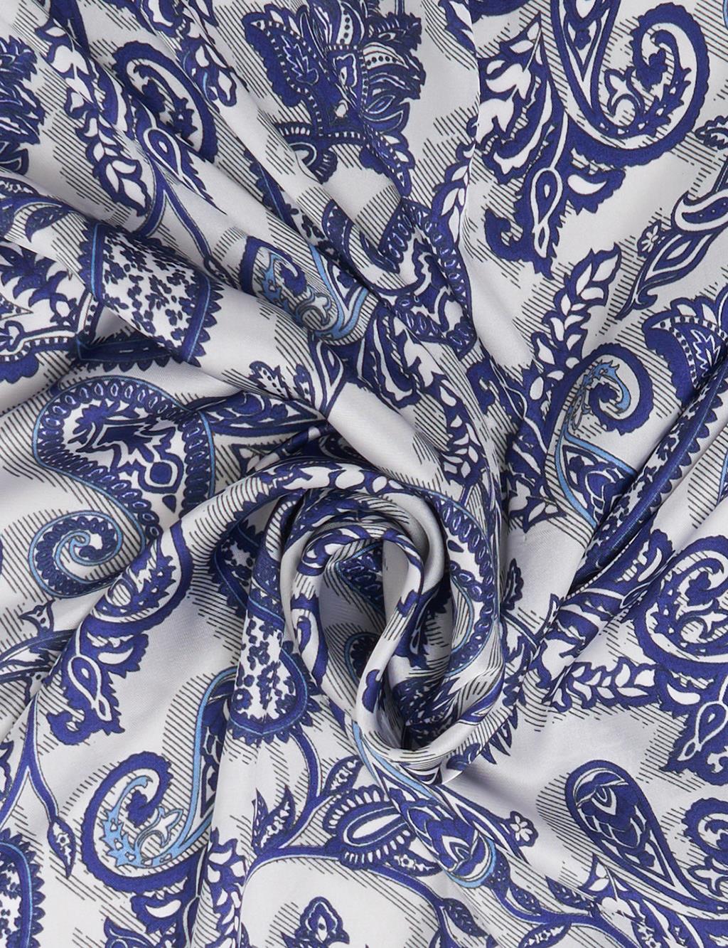 Floral Desenli Fular Lacivert 