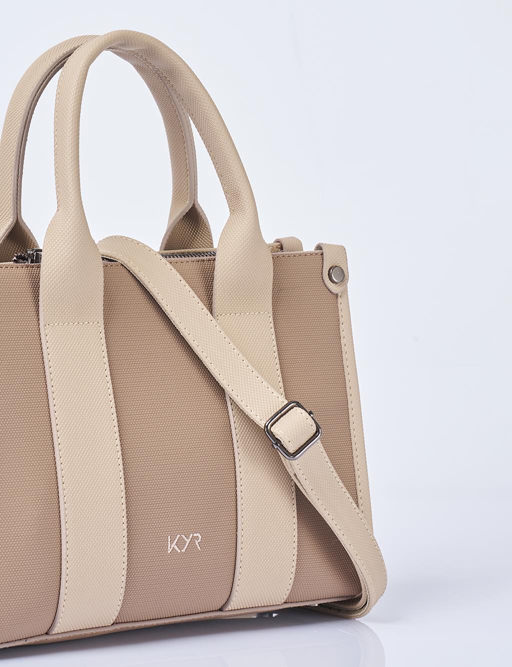Logo Detailed Tote Bag, Mink
