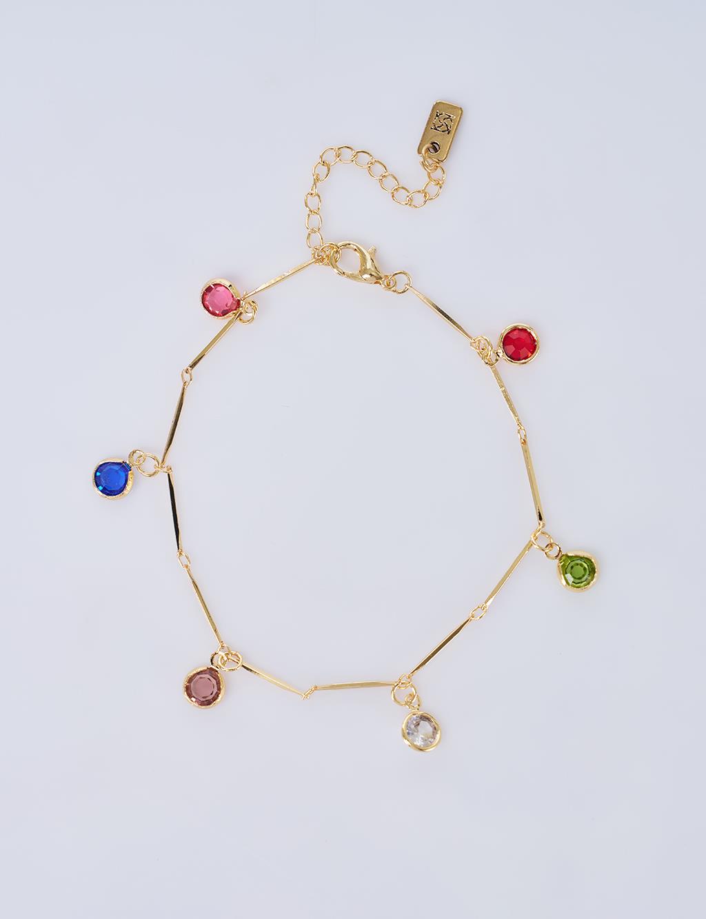 Zircon Stone Anklet, Gold