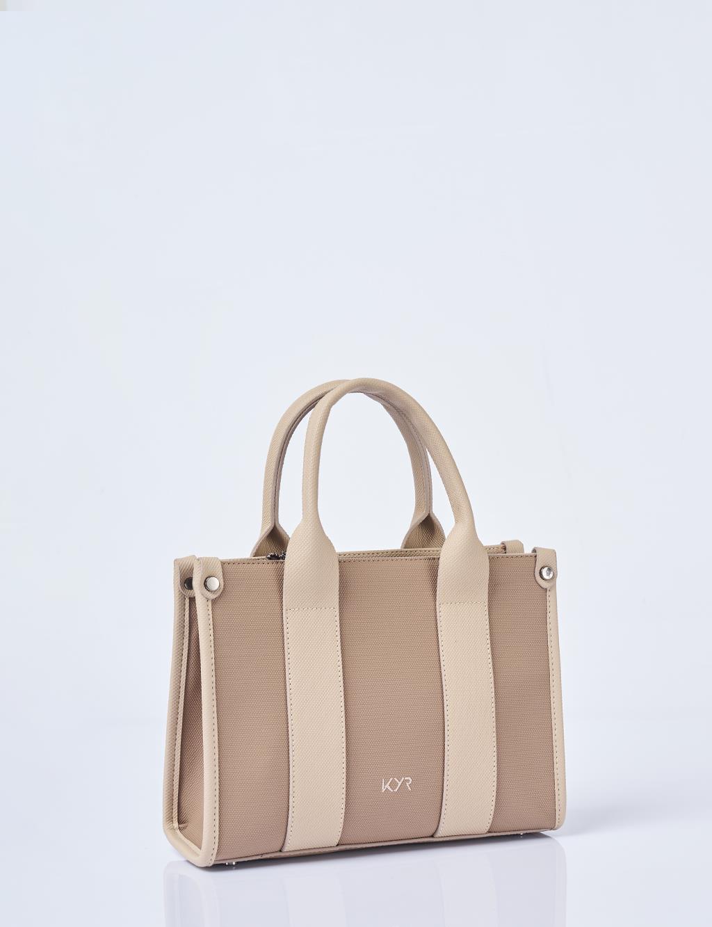 Logo Detailed Tote Bag, Mink