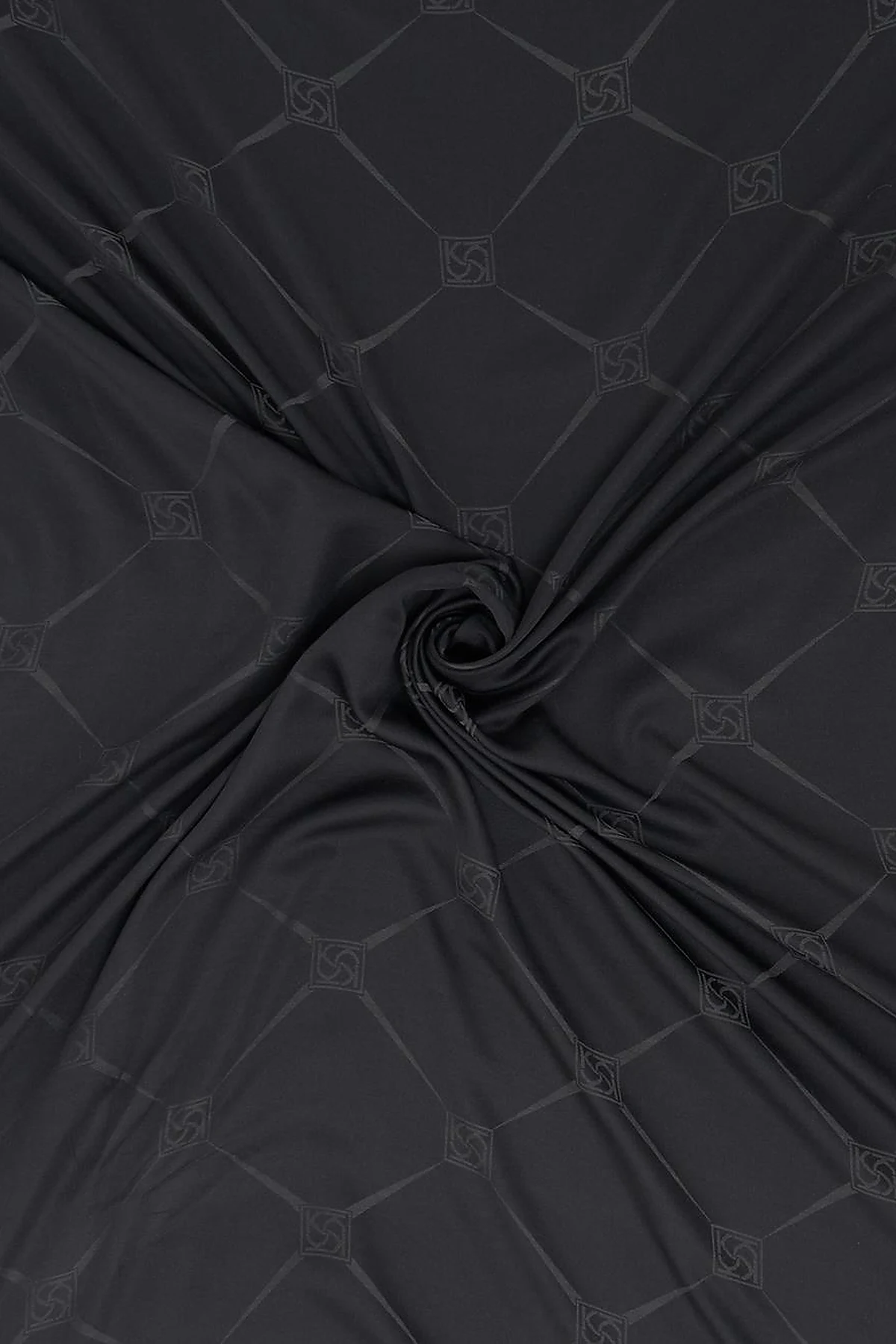 Square Pattern Silk Scarf in Black