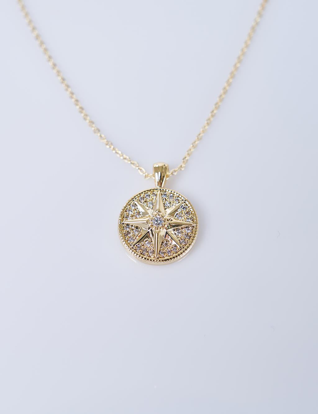 Pusula Figürlü Kolye Gold