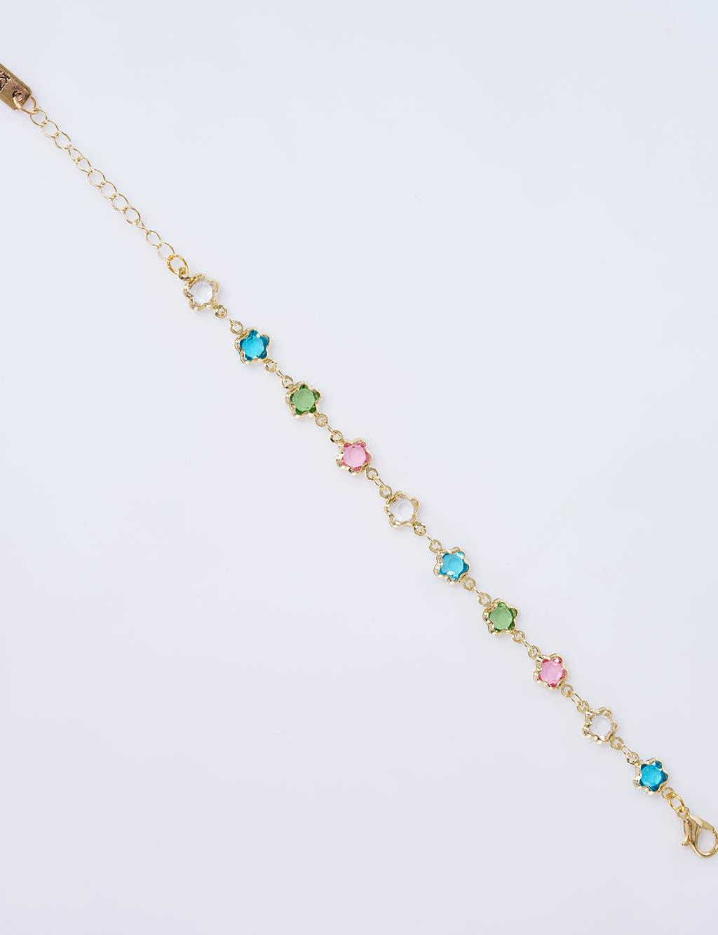 Renkli Taşlı Bileklik Gold 