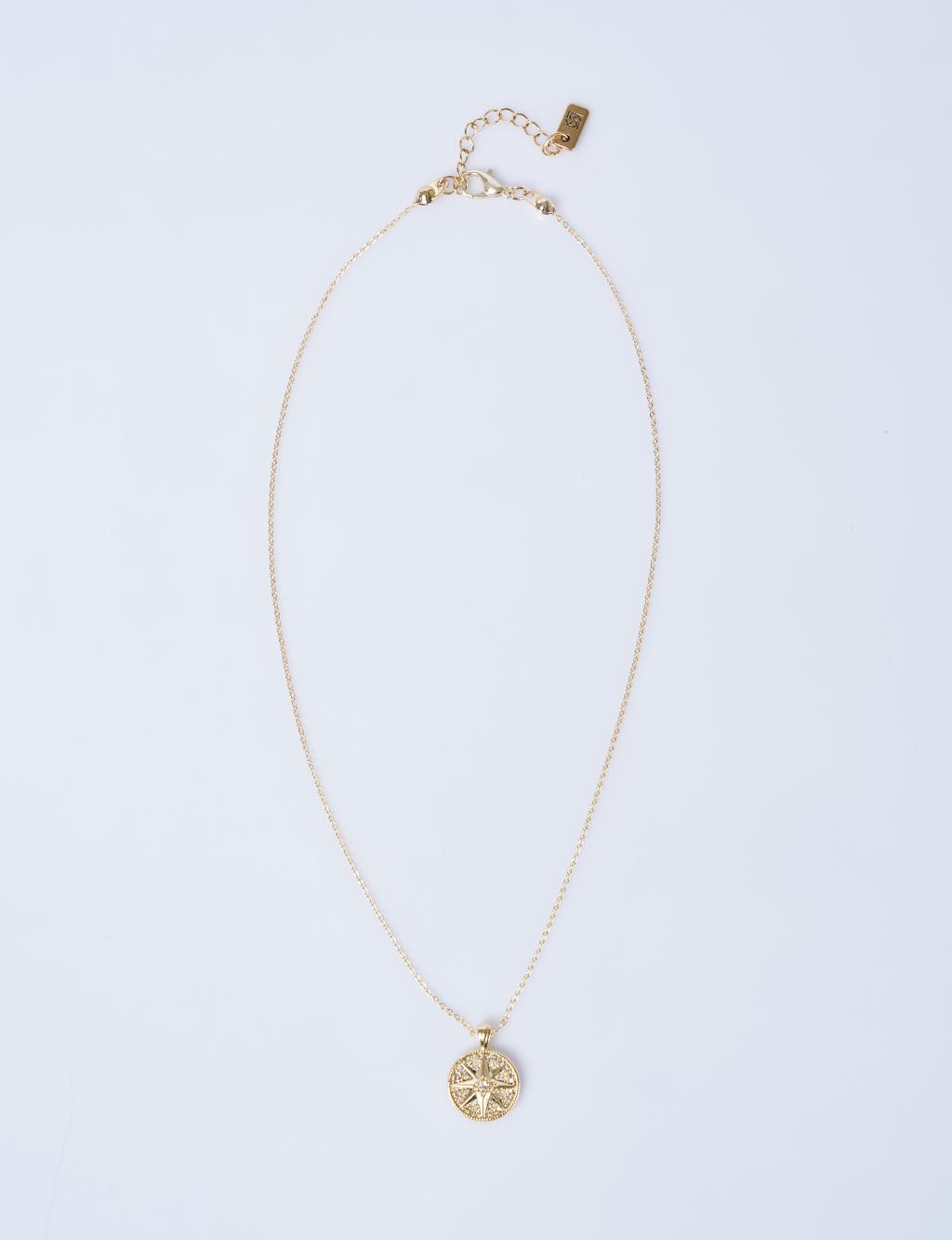 Pusula Figürlü Kolye Gold