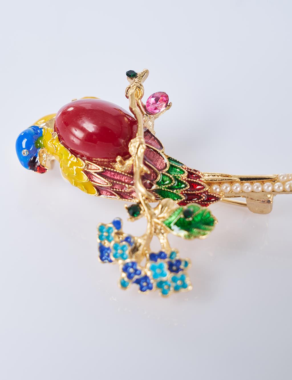 Parrot-Shaped Brooch Gold