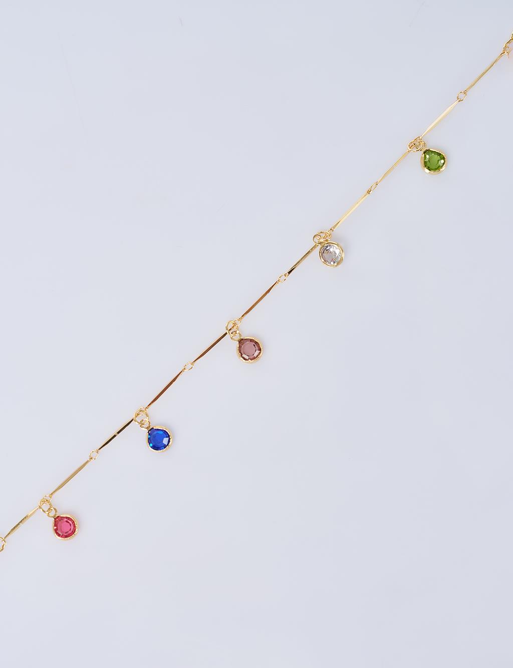 Zircon Stone Anklet, Gold