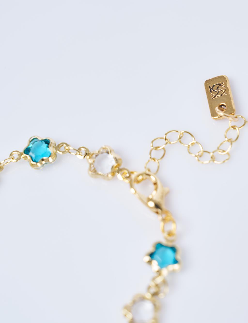 Renkli Taşlı Bileklik Gold 