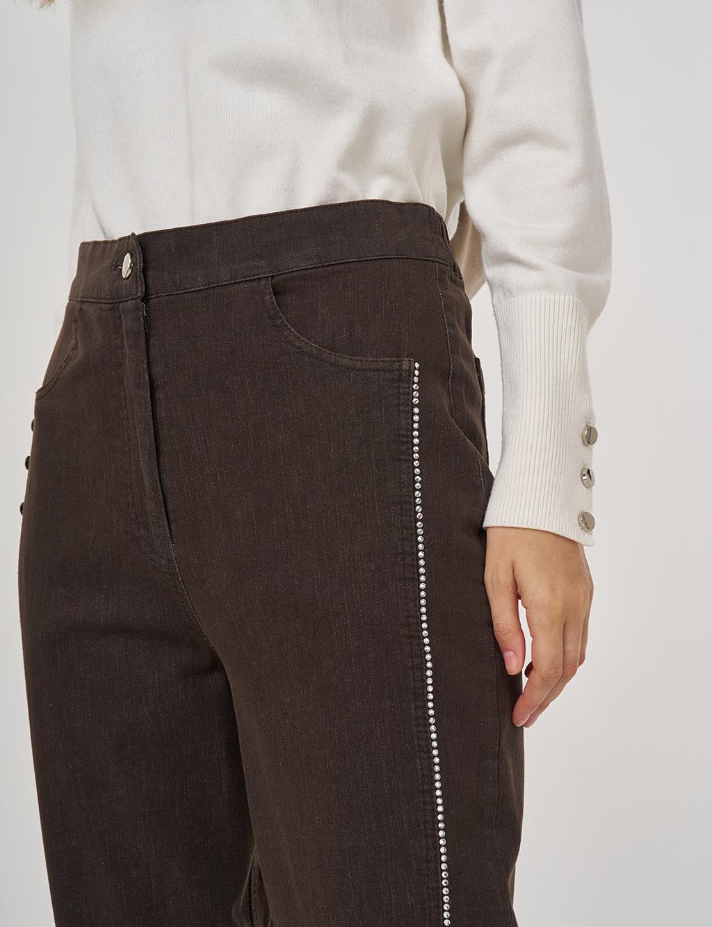 Hotfix Baskılı Denim Pantolon Kahve