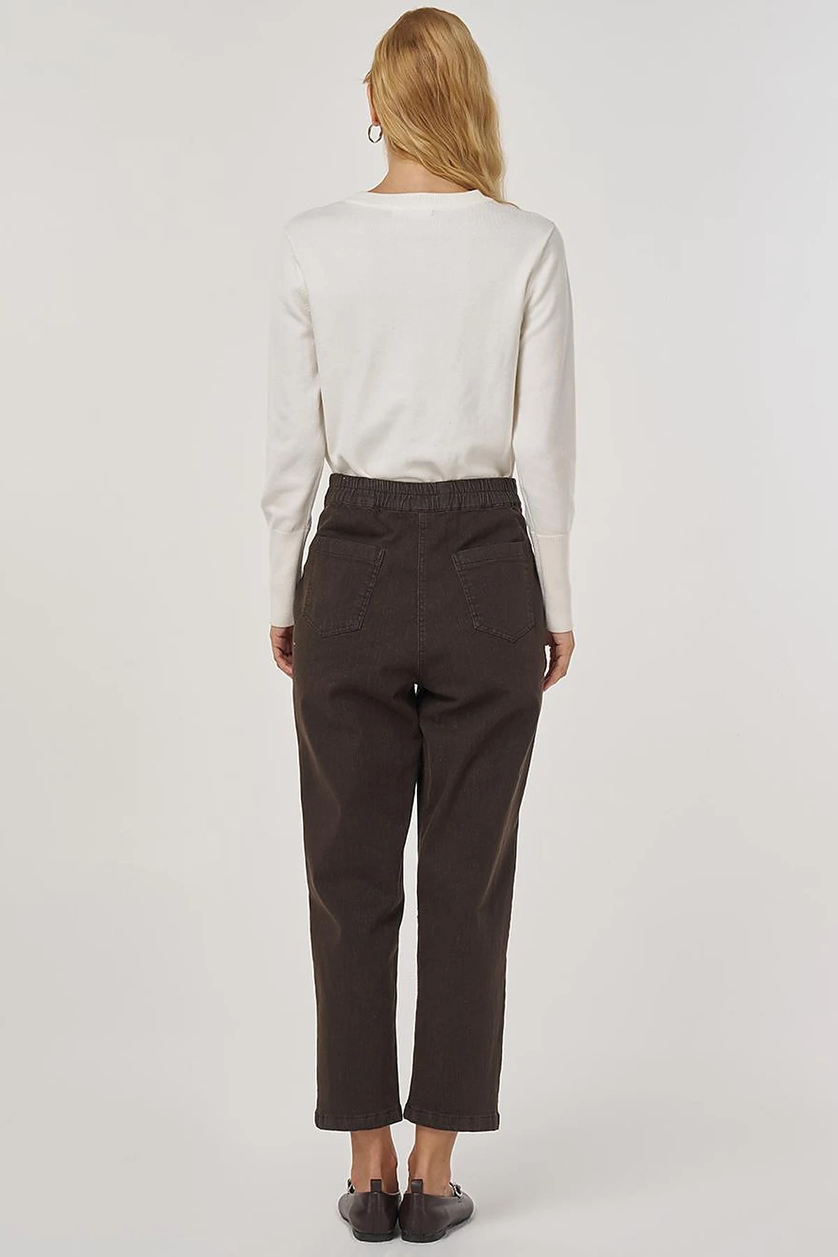 Hotfix Printed Denim Pants in Coffee