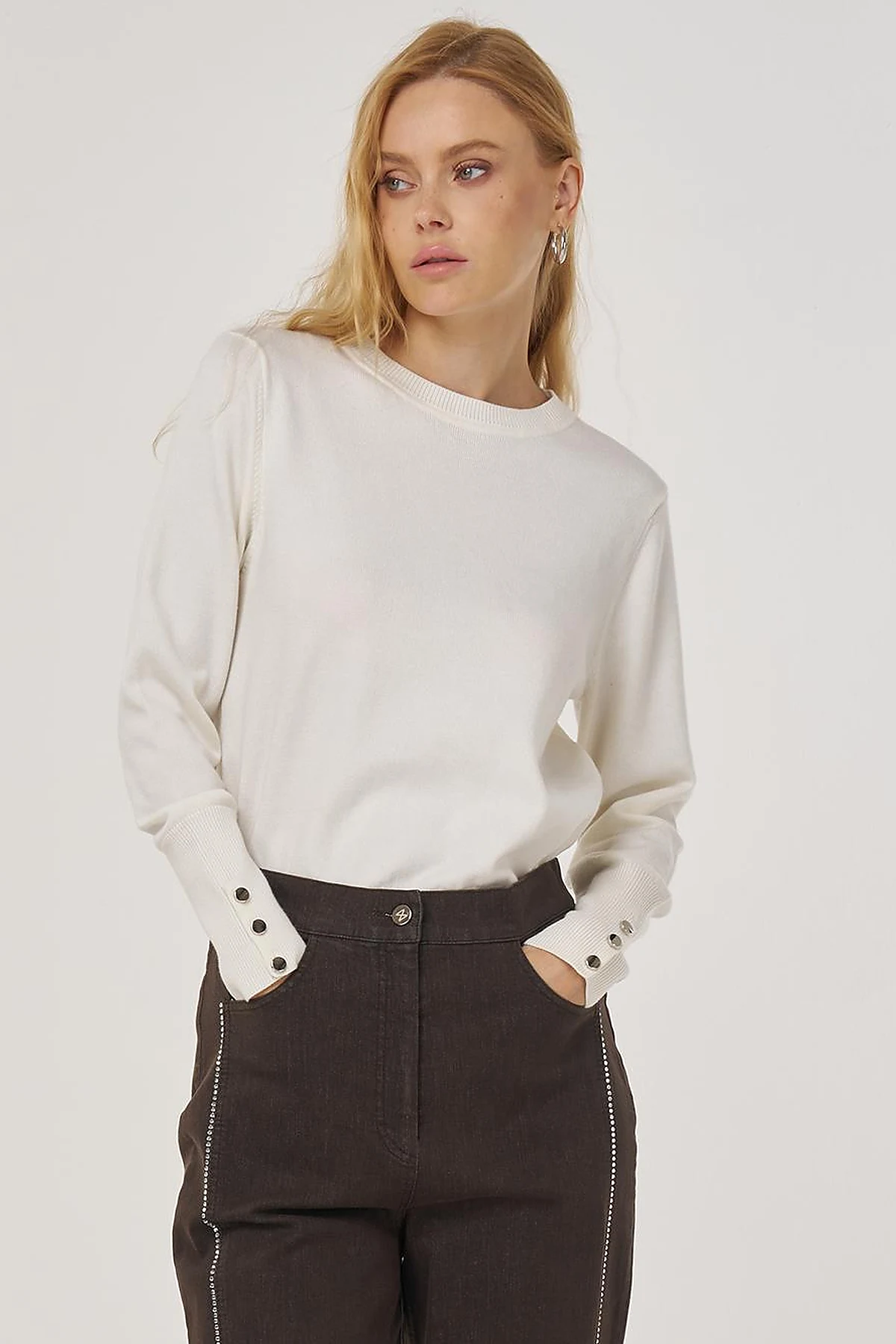 Hotfix Printed Denim Pants in Coffee
