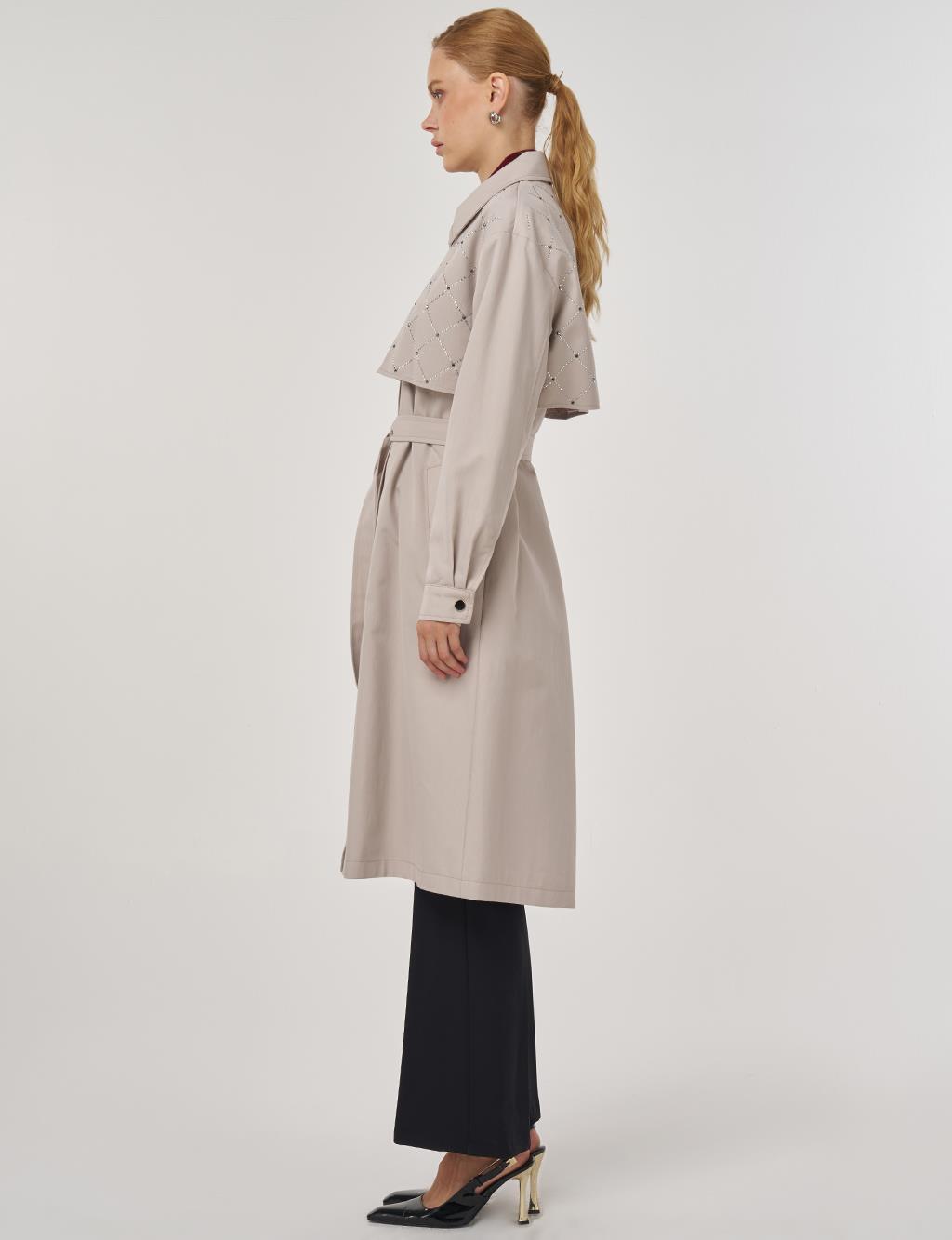 Hotfix Baskılı Trençkot Taş 