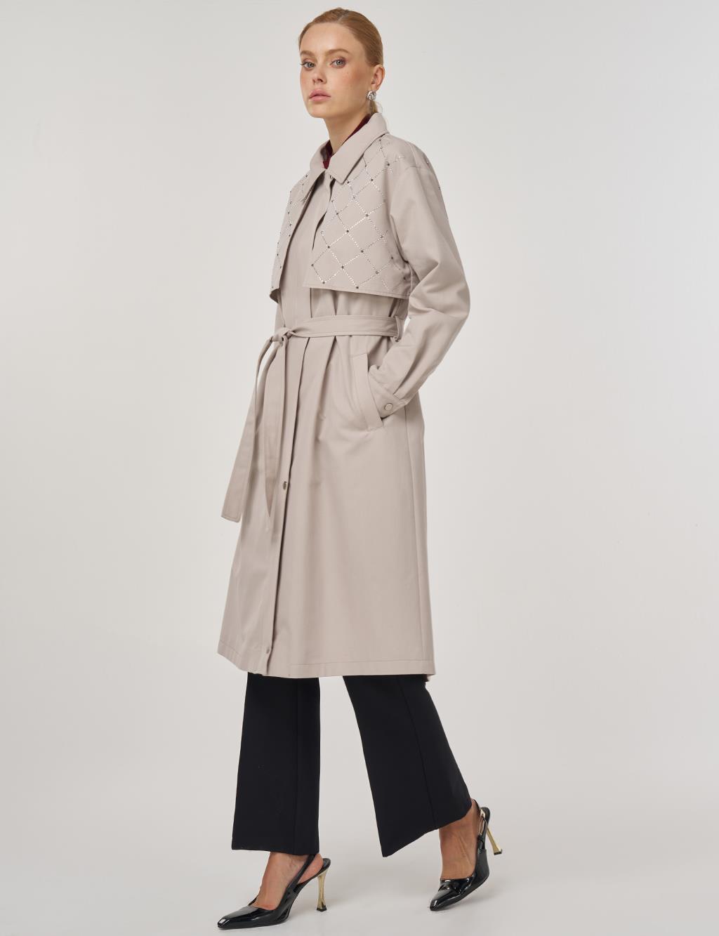 Hotfix Baskılı Trençkot Taş 