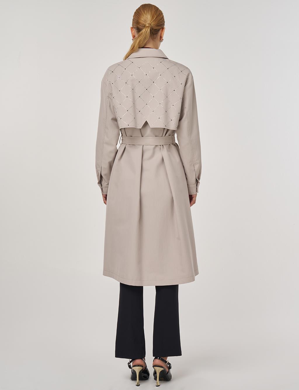 Hotfix Baskılı Trençkot Taş 