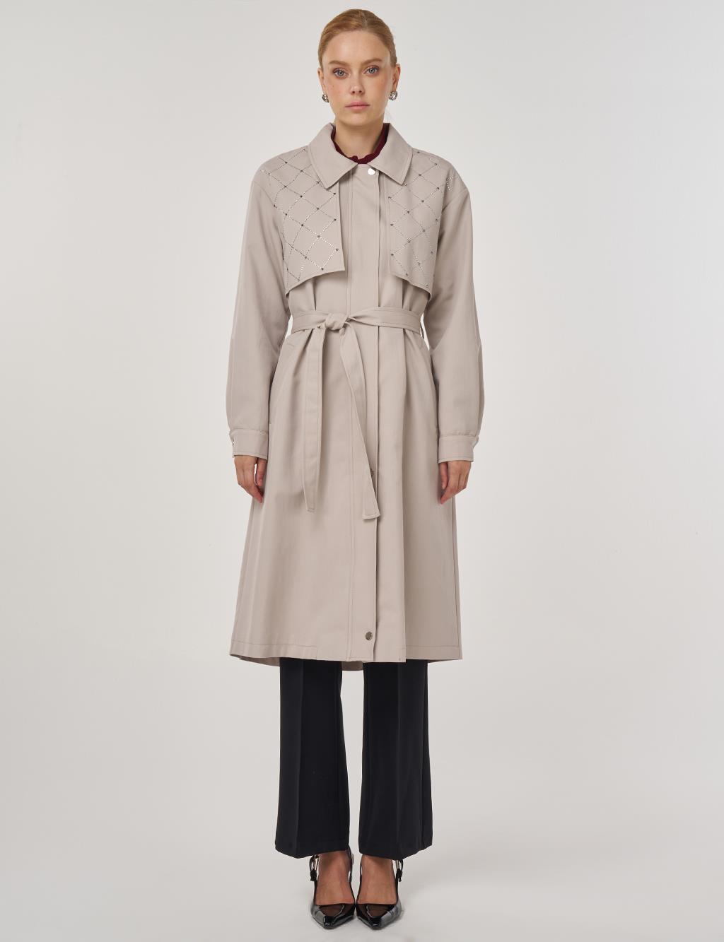 Hotfix Baskılı Trençkot Taş 