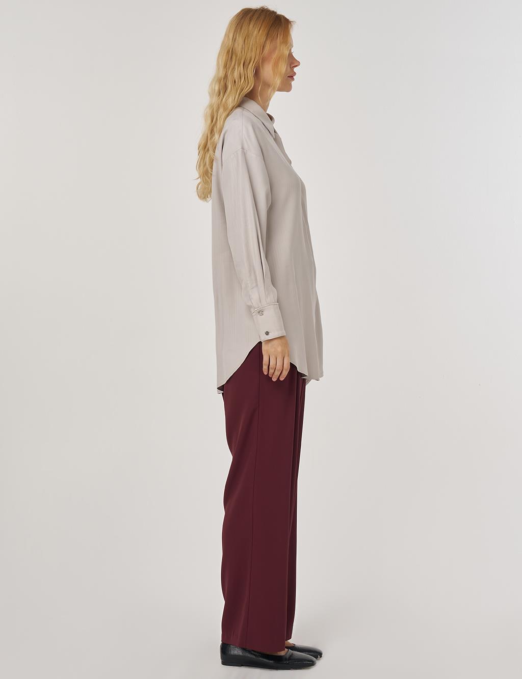 Fırfır Detaylı Tunik Açık Gri 