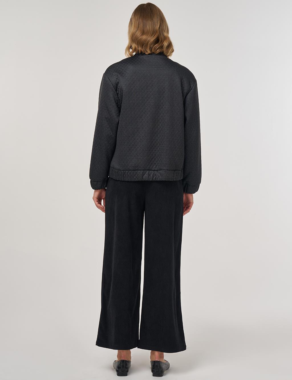 Payet Detaylı Bomber Ceket Siyah 