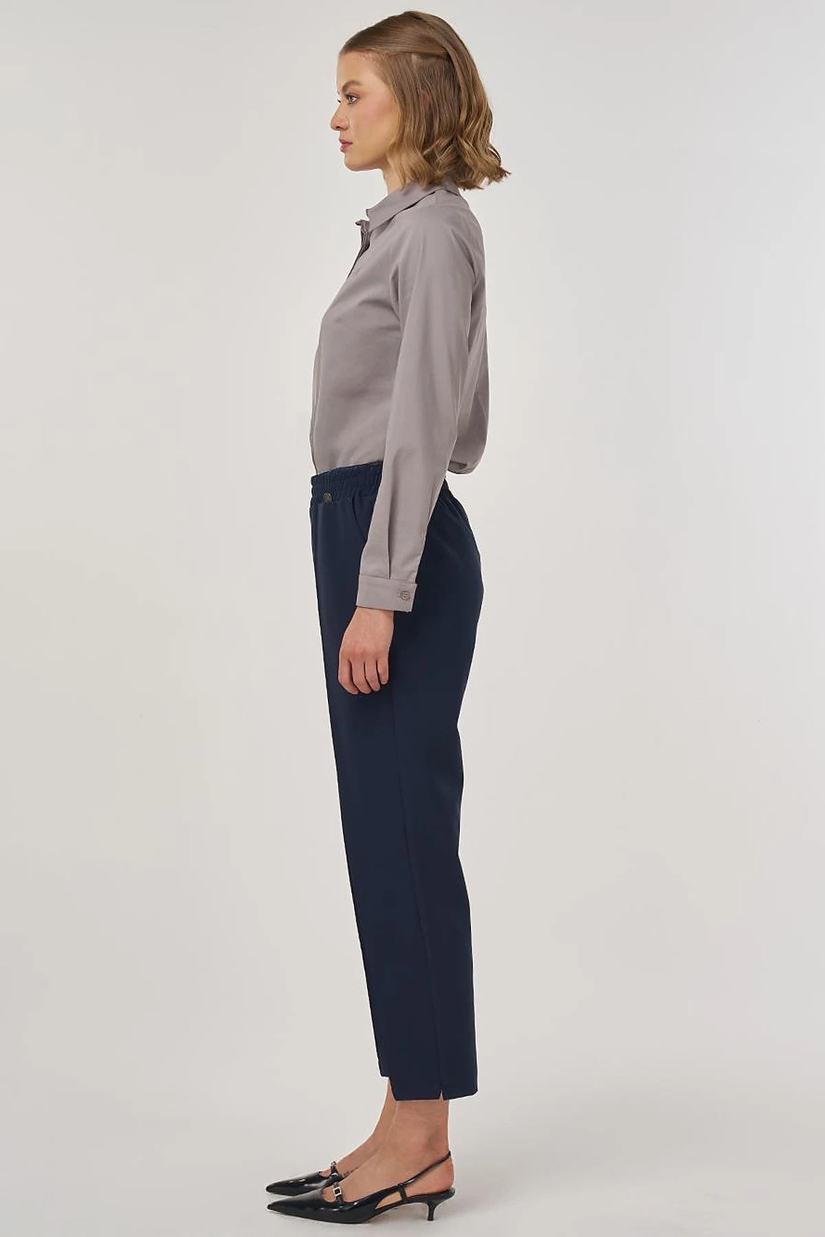 Straight Leg Trousers with Pocket Detail Dark Navy