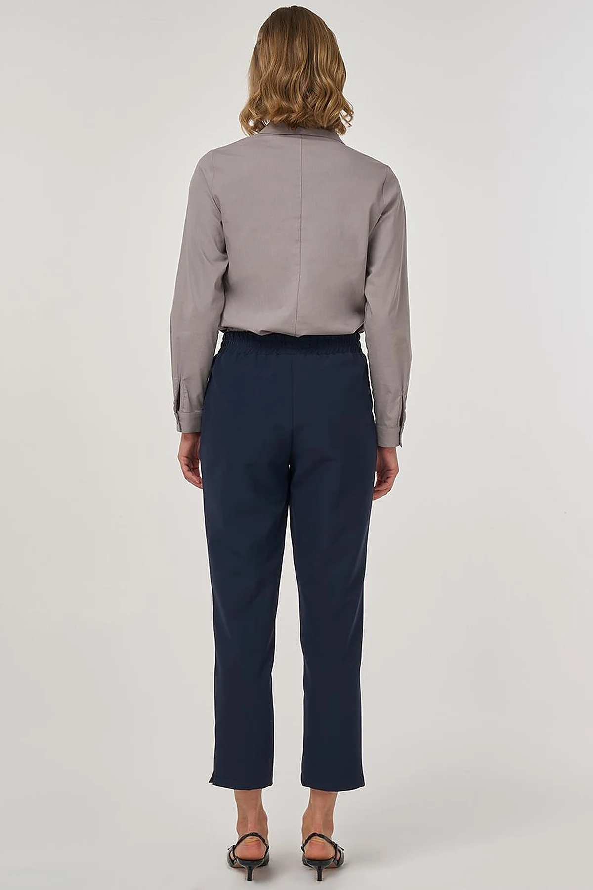 Straight Leg Trousers with Pocket Detail Dark Navy