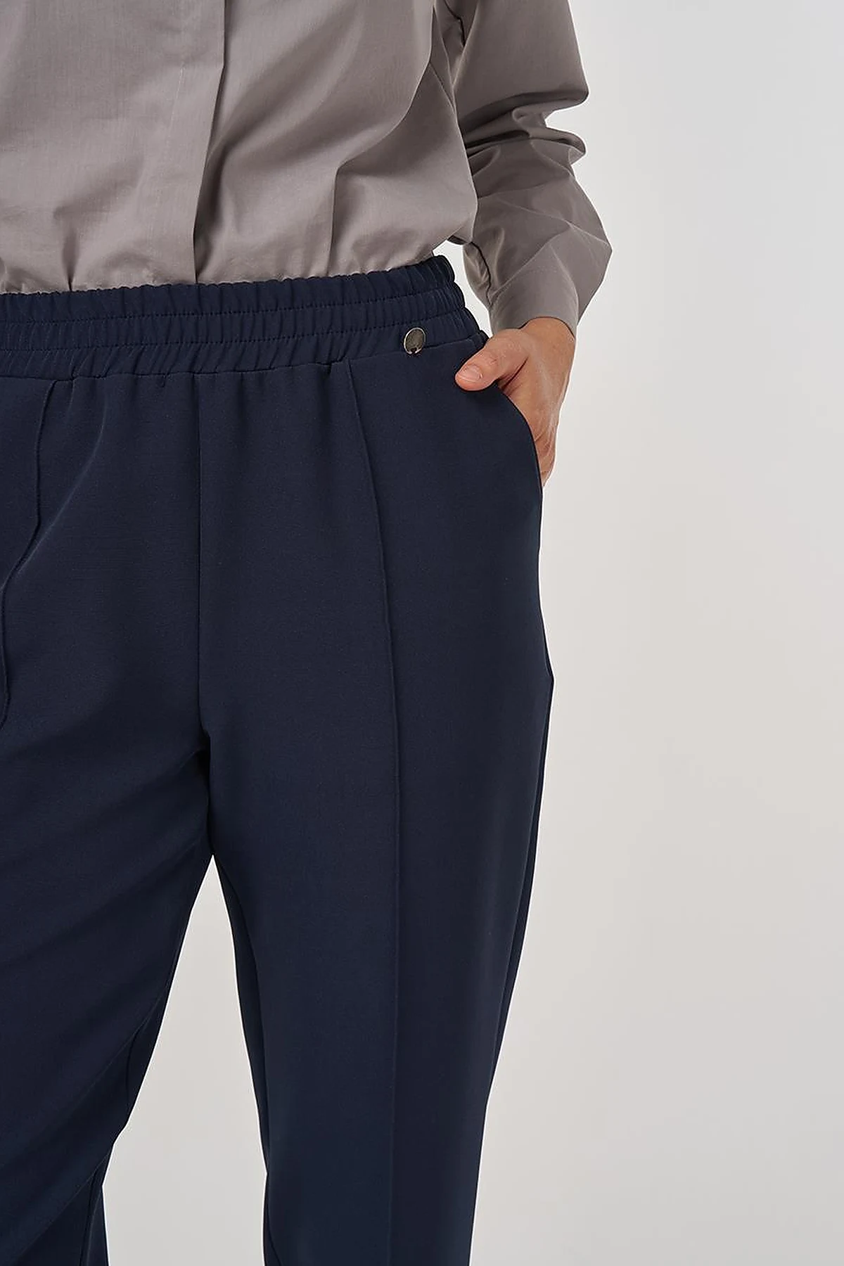 Straight Leg Trousers with Pocket Detail Dark Navy
