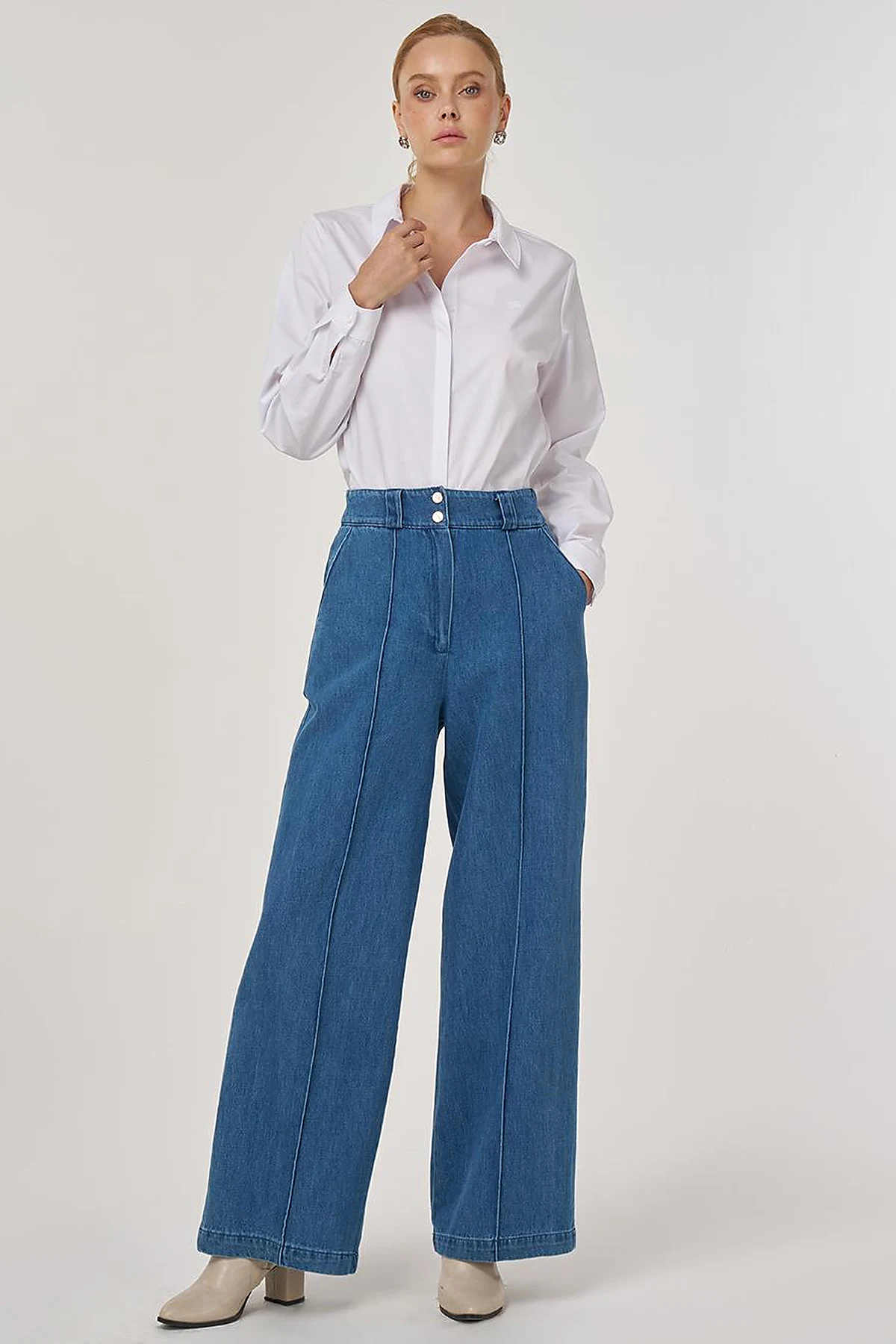 Chima Seam-Stitched Marine Fit Denim Pants Indigo