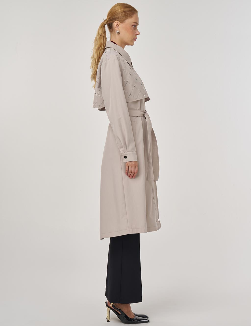 Hotfix Baskılı Trençkot Taş 