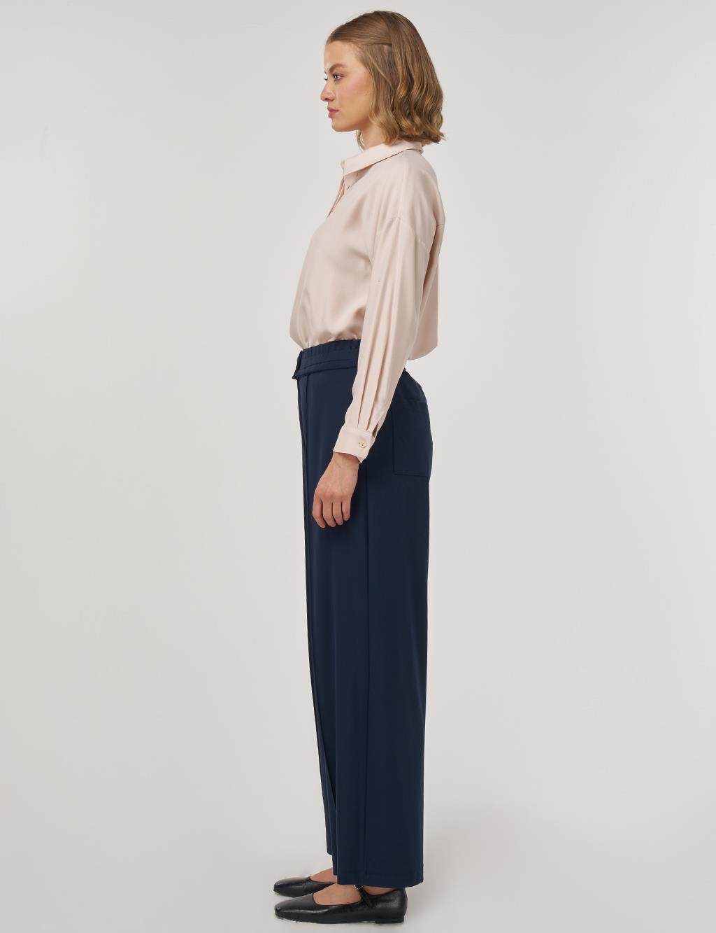 Relaxed-Fit Rayon Pants Dark Navy
