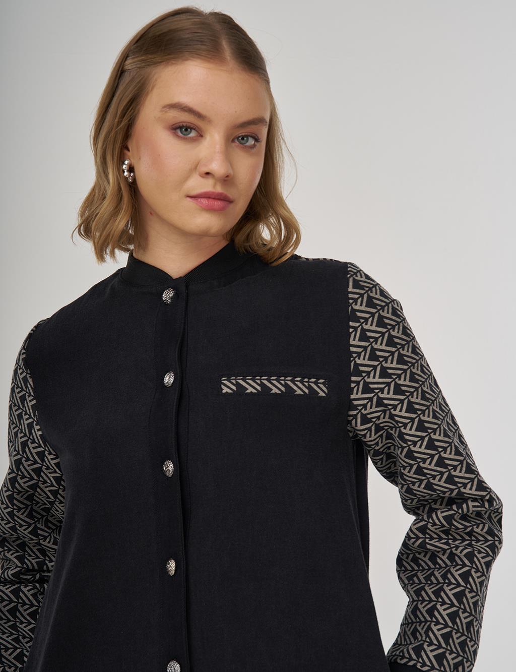 Monogrammed Collar Jacket Black