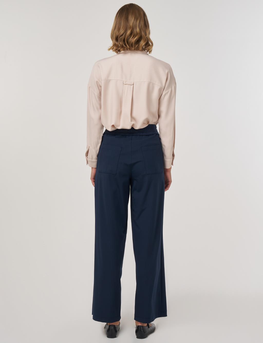 Relaxed-Fit Rayon Pants Dark Navy