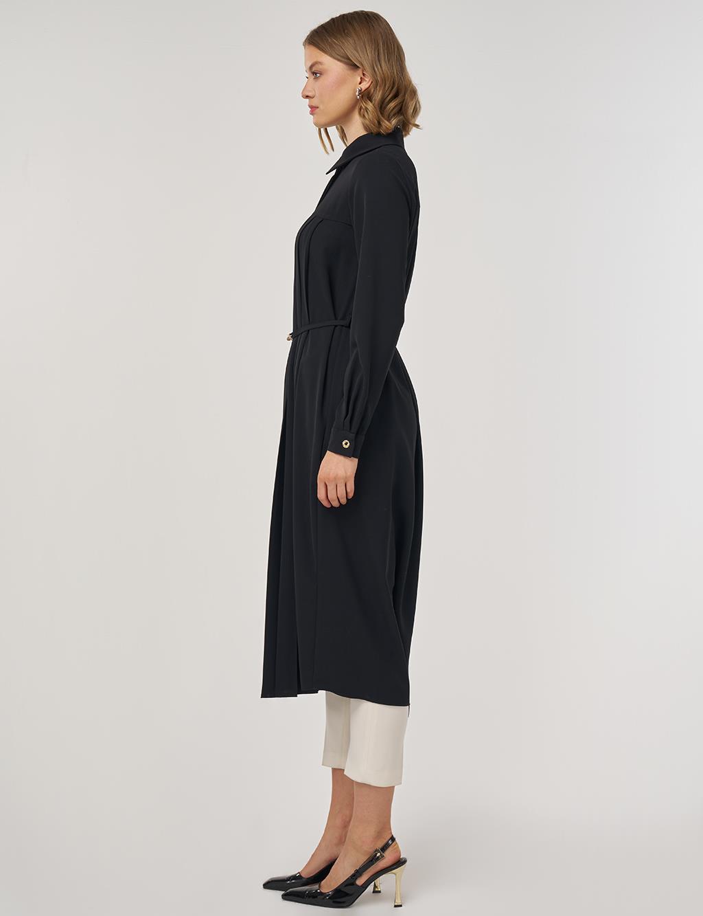 Pileli Uzun Tunik Siyah 