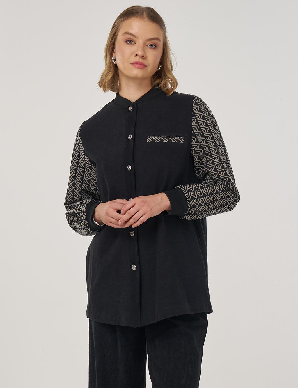 Monogrammed Collar Jacket Black