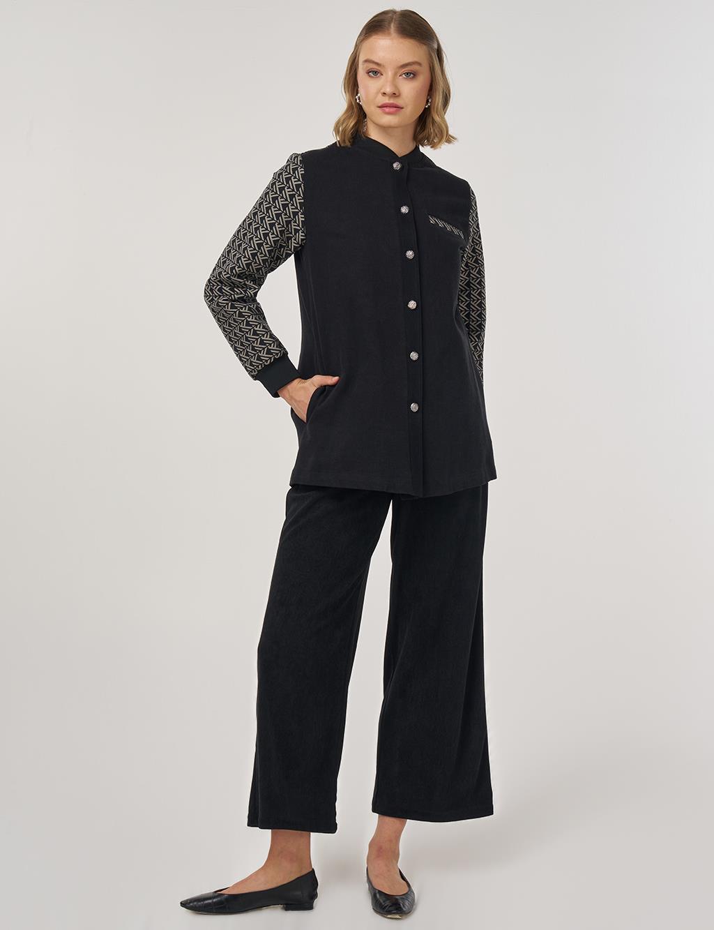 Monogrammed Collar Jacket Black